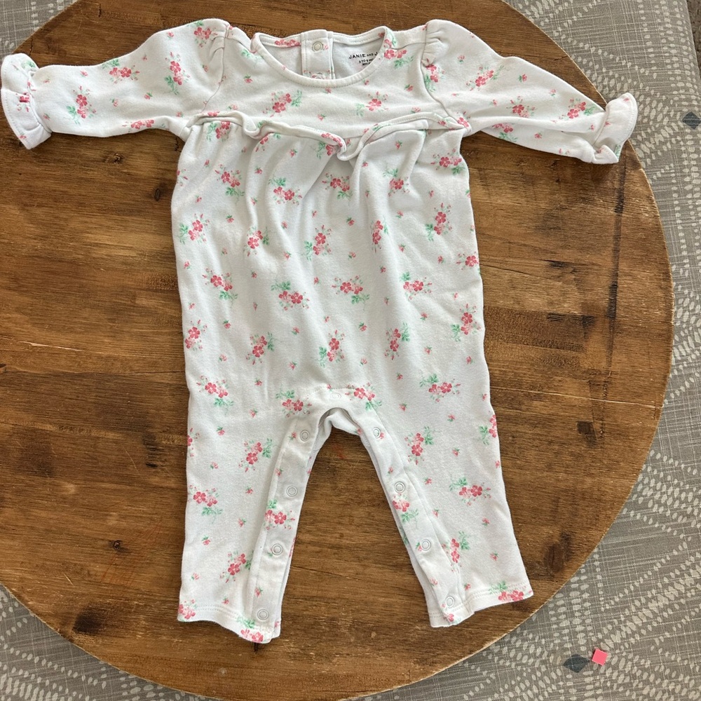 Janie and Jack Floral Bodysuit in White and Pink